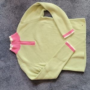Tommy Hilfiger Green zip sweater size large pink and cream details